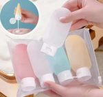 4pcs/Set Travel Bottle Set 60ml – Refillable Silicone Shampoo & Lotion Containers Leak-Proof
