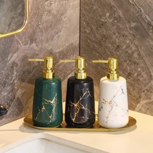 Ceramic Liquid Dispenser for Bathroom & Shower Room – Reusable Durable Soap Bottle
