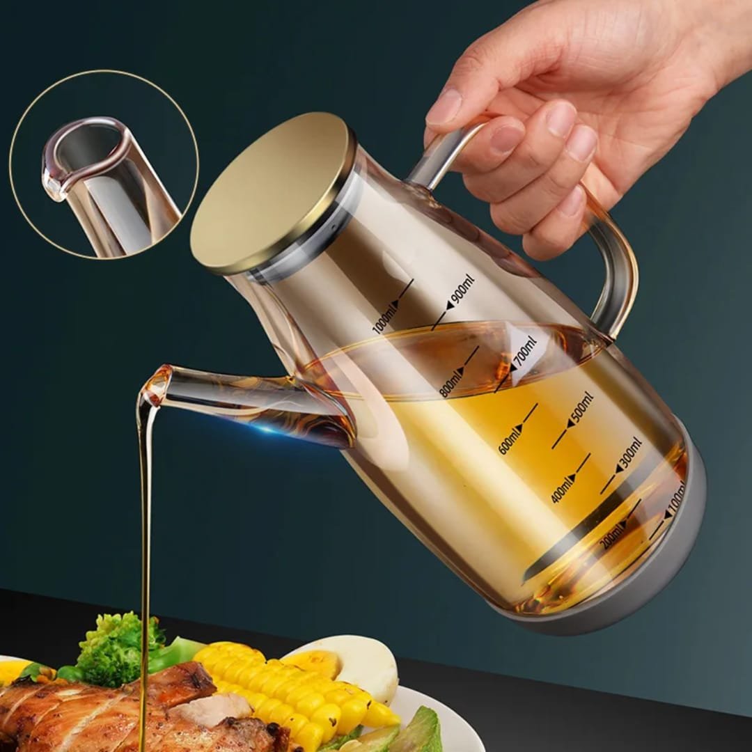High Borosilicate Glass Oil Bottle with silicone base - Image 2