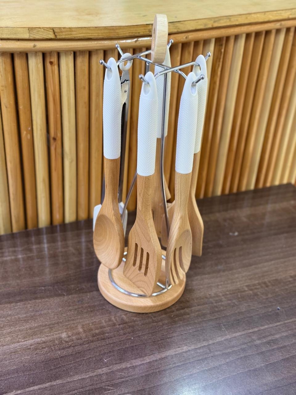 6pcs premium bamboo spoon set with stand - Image 2