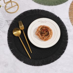 Round Elegant Braided Table Mats – Set of 6, 38cm Heat-Resistant Placemats