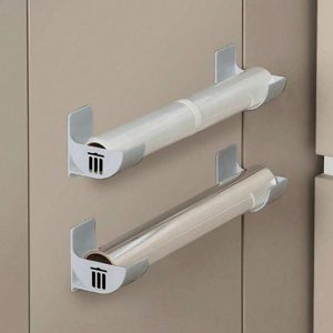 2pcs Non-Drilling Kitchen Storage Rack – Adhesive Kitchen Organizer for Foil & Wraps