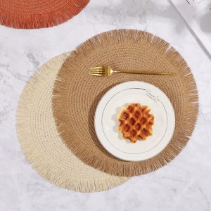 Round Elegant Braided Table Mats – Set of 6, 38cm Heat-Resistant Placemats