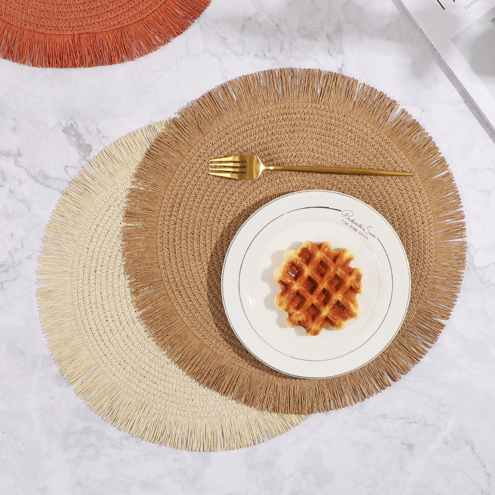 Round Elegant Braided Table Mats – Set of 6, 38cm Heat-Resistant Placemats