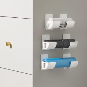 2pcs Non-Drilling Kitchen Storage Rack – Adhesive Kitchen Organizer for Foil & Wraps