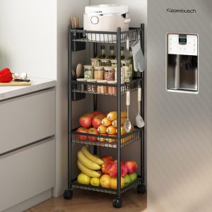 Multipurpose Storage Rack with Wheels – 4-Layer Kitchen & Bathroom Organizer