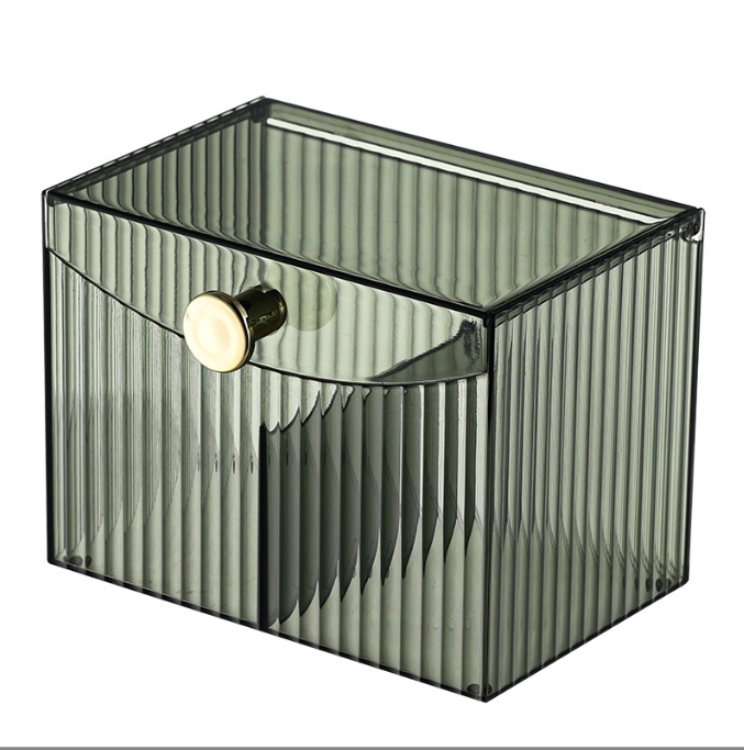 Acrylic Multifunction Storage Box – 2 Compartment Makeup, Jewelry & Cotton Swab Organizer