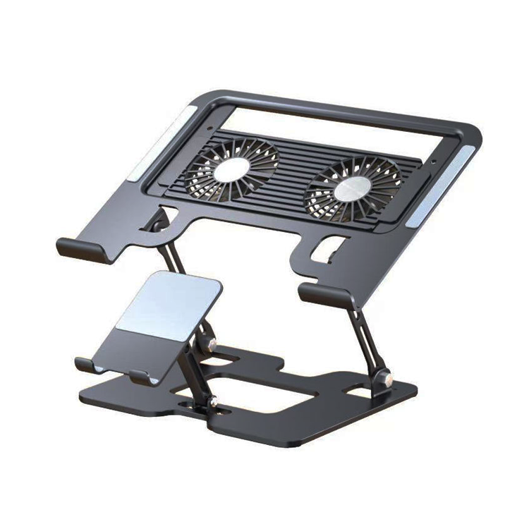 2 in 1 Adjustable Laptop Stand with Phone Holder – Foldable Ergonomic Laptop Riser