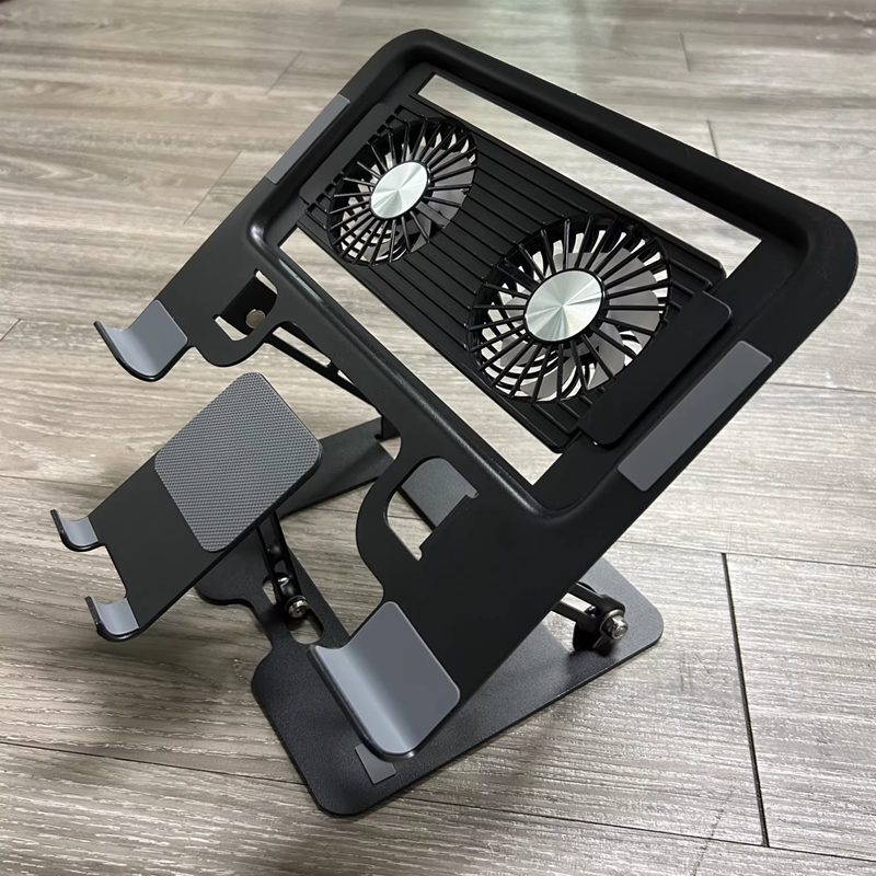 2 in 1 Adjustable Laptop Stand with Phone Holder – Foldable Ergonomic Laptop Riser