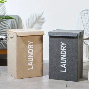 Large Capacity Foldable Laundry Basket with Lid and Handles