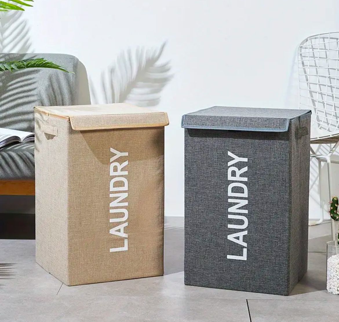 Large Capacity Foldable Laundry Basket with Lid and Handles