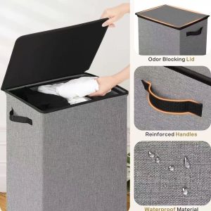 Laundry Hamper with Lid – Large Foldable Laundry Basket