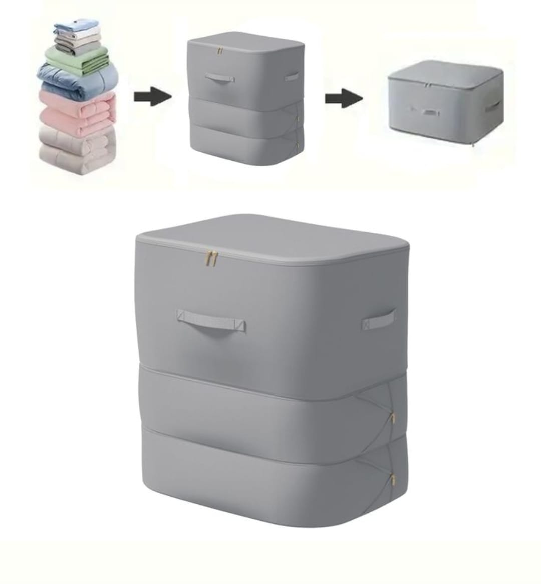 Space Saving Self Compression quilt/duvet Bag – Foldable Reusable Duvet Storage & Wardrobe Organizer