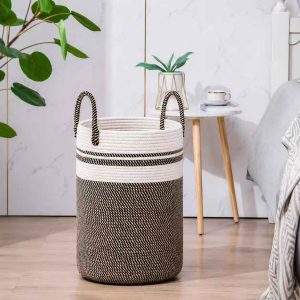 Cotton Rope Basket – Large Woven Storage Basket with Handles