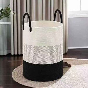 Cotton Rope Basket – Large Woven Storage Basket with Handles