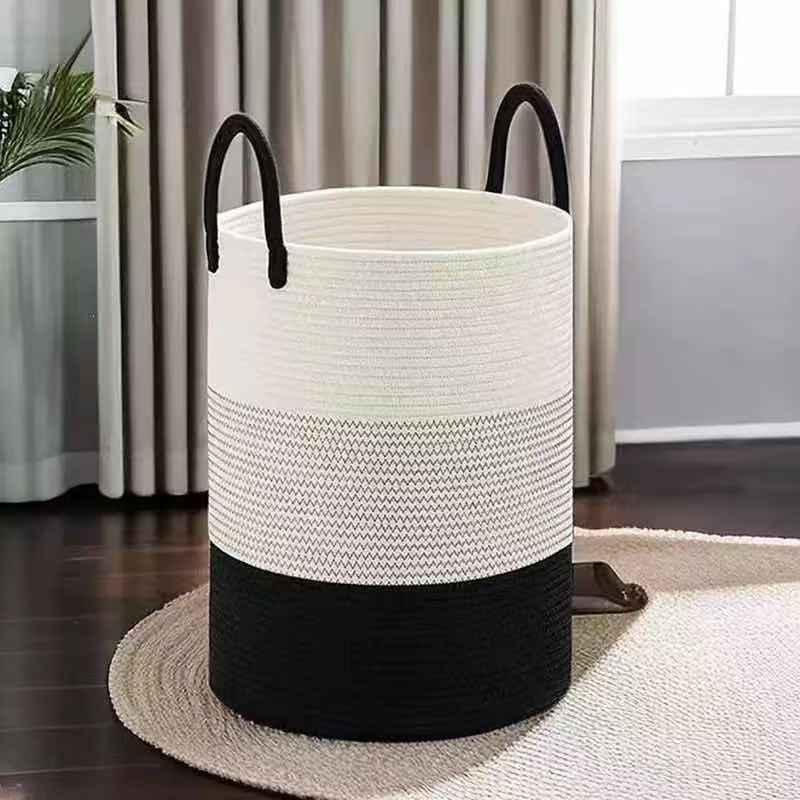 Cotton Rope Basket – Large Woven Storage Basket with Handles
