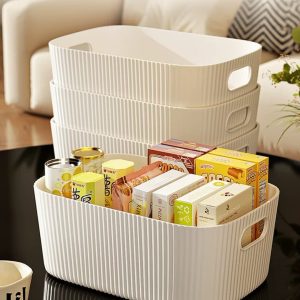 Medium White Storage Basket Organizer – 29.5 × 20 × 17 cm