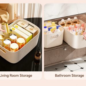Medium White Storage Basket Organizer – 29.5 × 20 × 17 cm