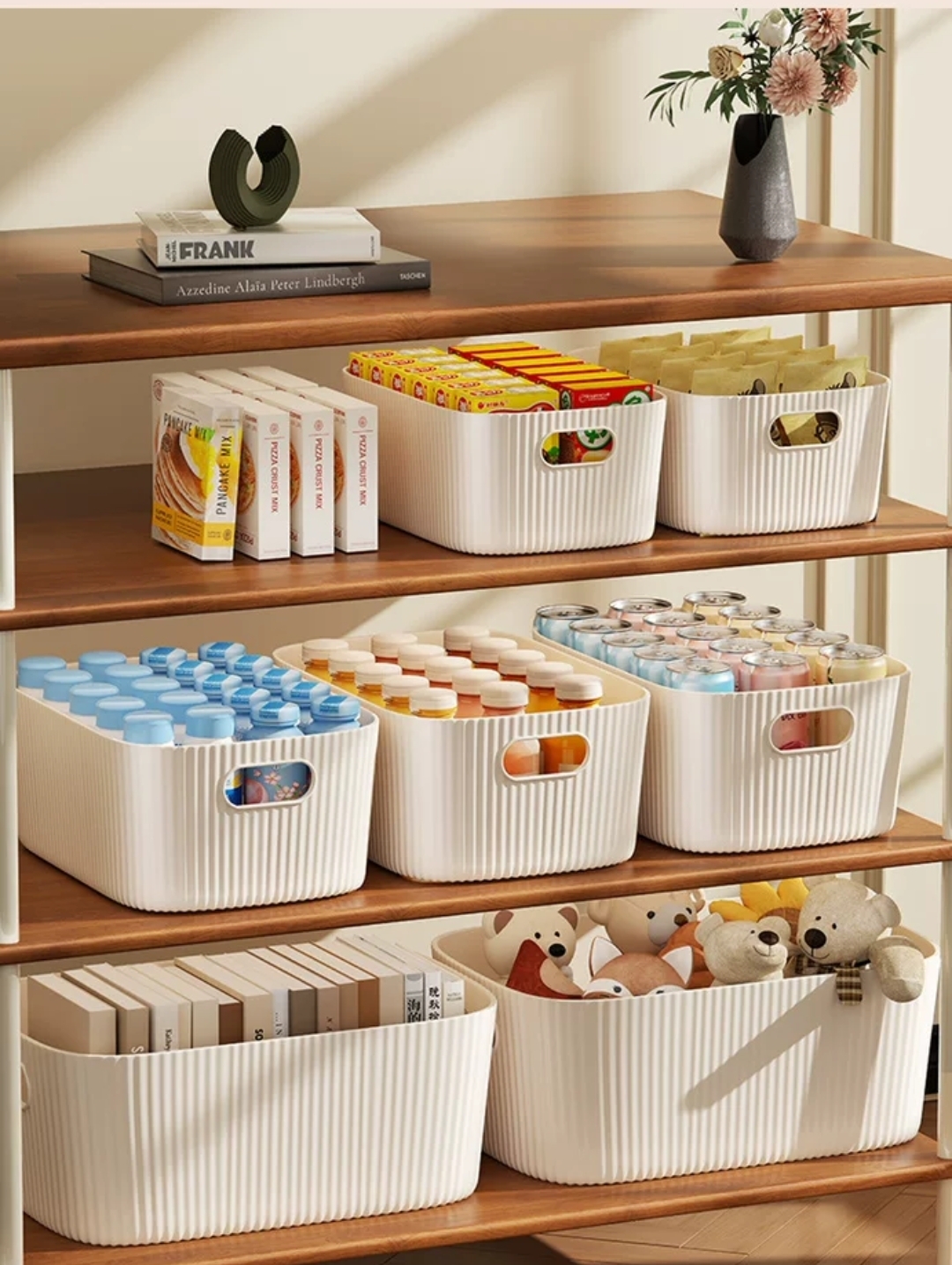 Medium White Storage Basket Organizer – 29.5 × 20 × 17 cm
