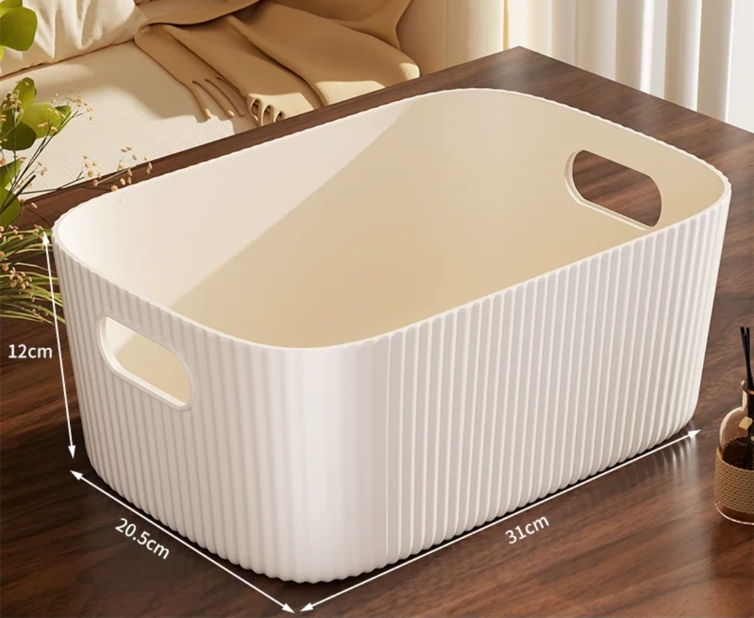 Medium White Storage Basket Organizer – 29.5 × 20 × 17 cm