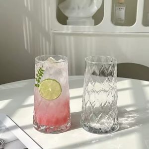6pcs Diamond Rhombus Multifunctional Glass Cups – Textured Glass Tumblers