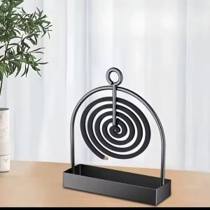 Mosquito Coil Holder Iron Art Incense Burner with Ash Tray – Carbon Steel Stand