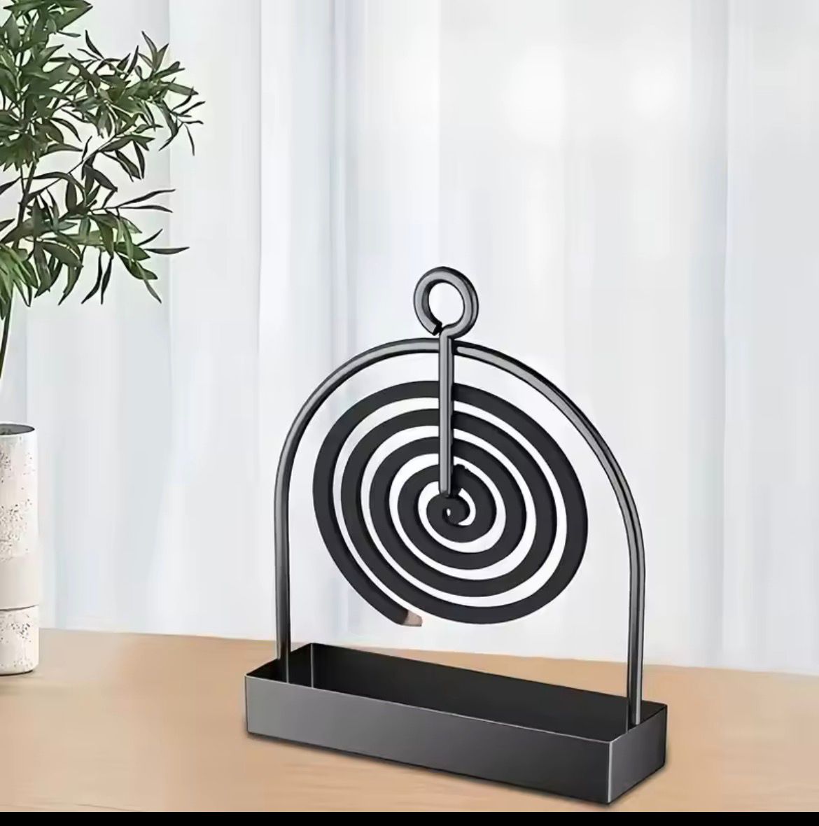 Mosquito Coil Holder Iron Art Incense Burner with Ash Tray – Carbon Steel Stand
