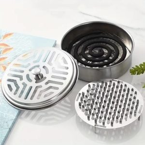 New Stainless Steel Mosquito Coil Holder with Lid and Ashtray