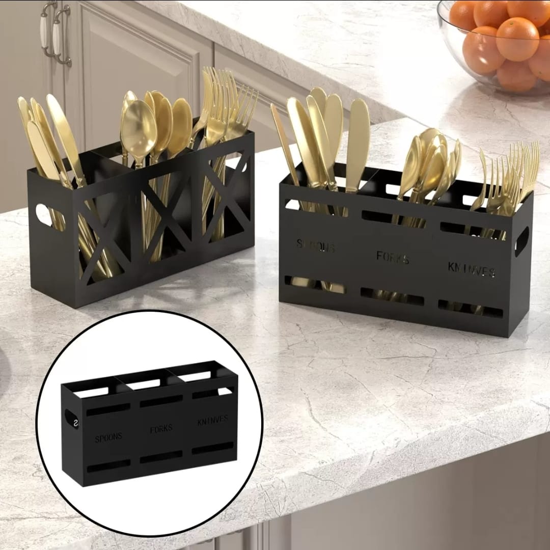 3-Compartment Cutlery Holder Organizer – Kitchen Utensil Storage