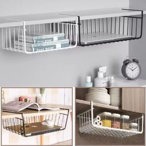 Under Shelf Organizer – Metallic Space-Saving Kitchen Storage Rack