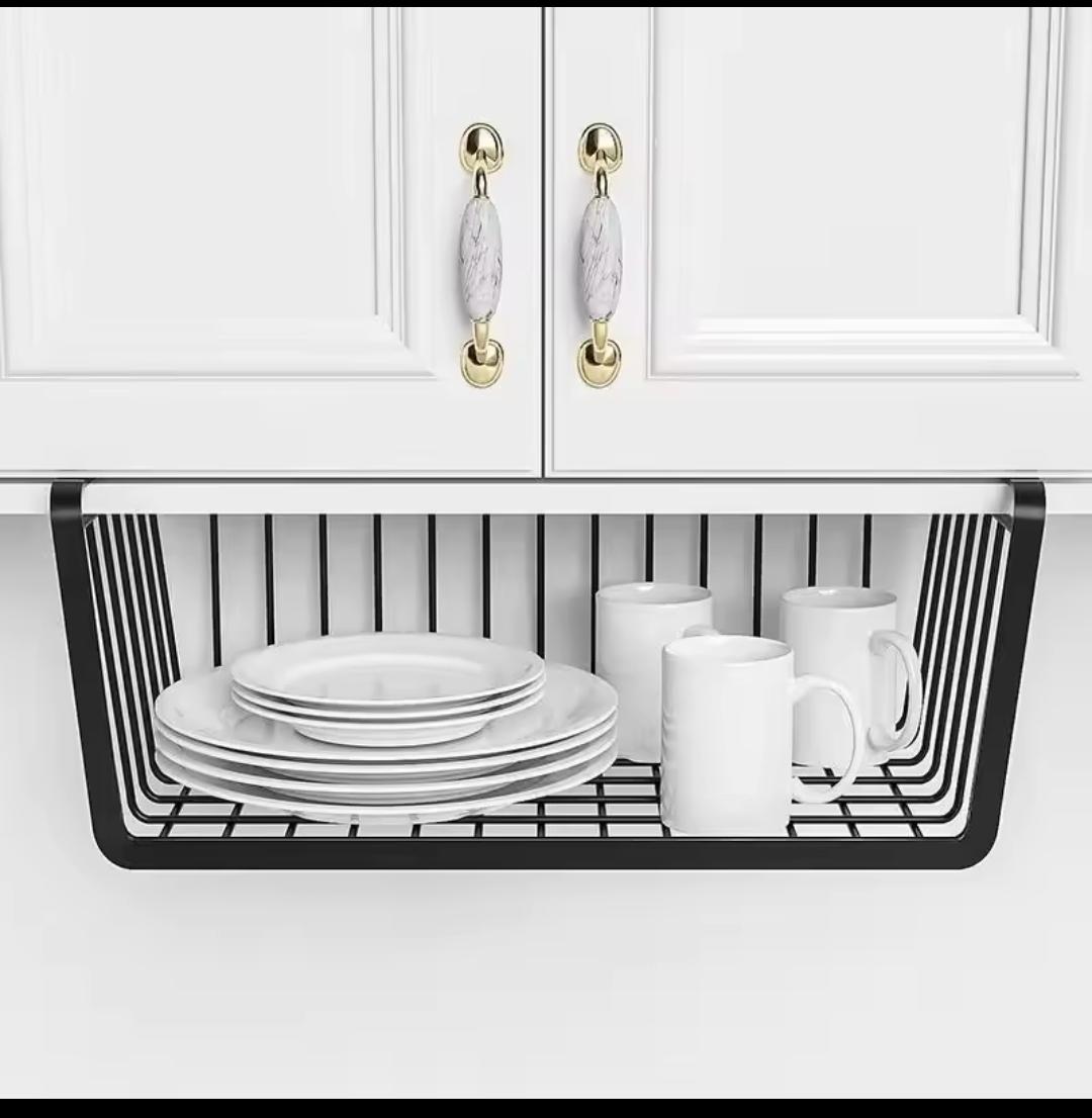 Under Shelf Organizer – Metallic Space-Saving Kitchen Storage Rack