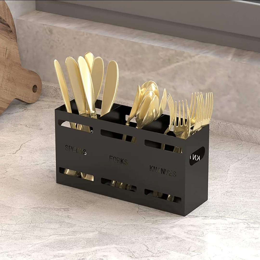 3-Compartment Cutlery Holder Organizer – Kitchen Utensil Storage