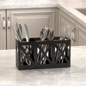 3-Compartment Cutlery Holder Organizer – Kitchen Utensil Storage