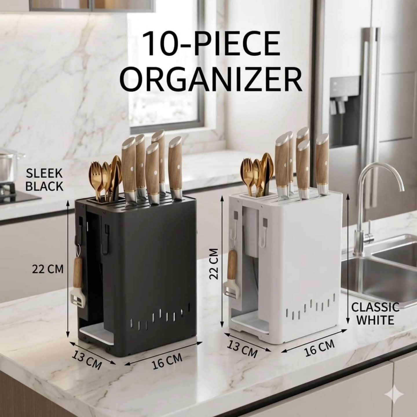 Multifunctional Kitchen Cutlery Block Organizer – Space-Saving Utensil Holder