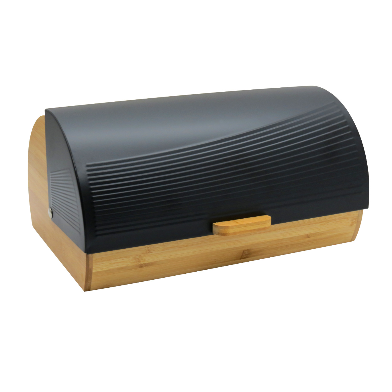 Bamboo Bread Box with Roll-Top Black Lid – Bread Storage Box