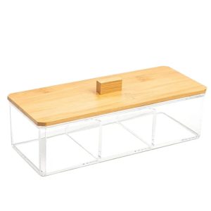 Acrylic Organizer with Bamboo Lid | Multipurpose Storage Box