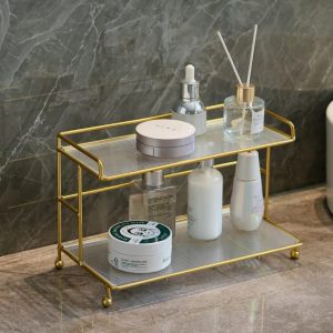 2-Tier Gold Makeup & Vanity Countertop Organizer | Makeup & Cosmetic Storage