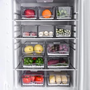 Fridge Box with Pull-Out Drawer – Stackable Refrigerator Storage Organizer