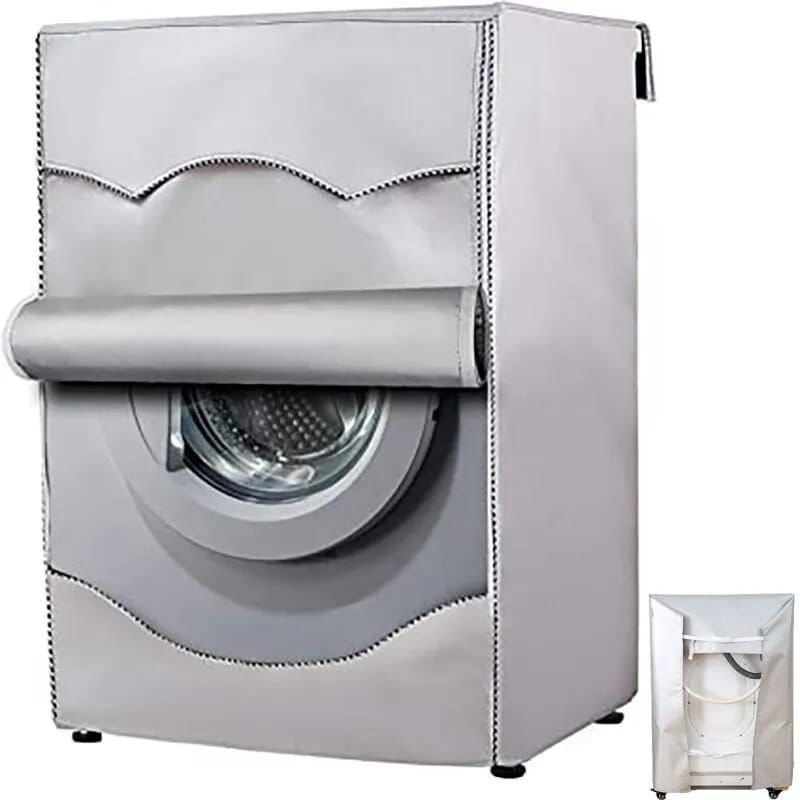 Front Load Washing Machine Cover 60×65×85cm – Grey/Silver with Zipper