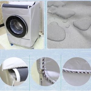 Front Load Washing Machine Cover 60×65×85cm – Grey/Silver with Zipper