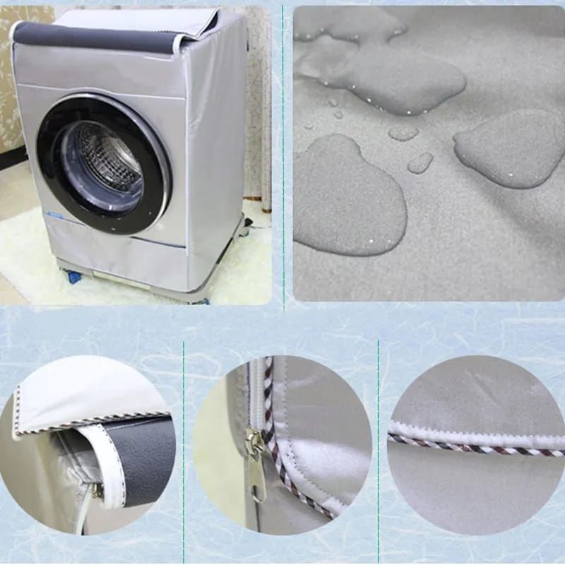 Front Load Washing Machine Cover 60×65×85cm – Grey/Silver with Zipper
