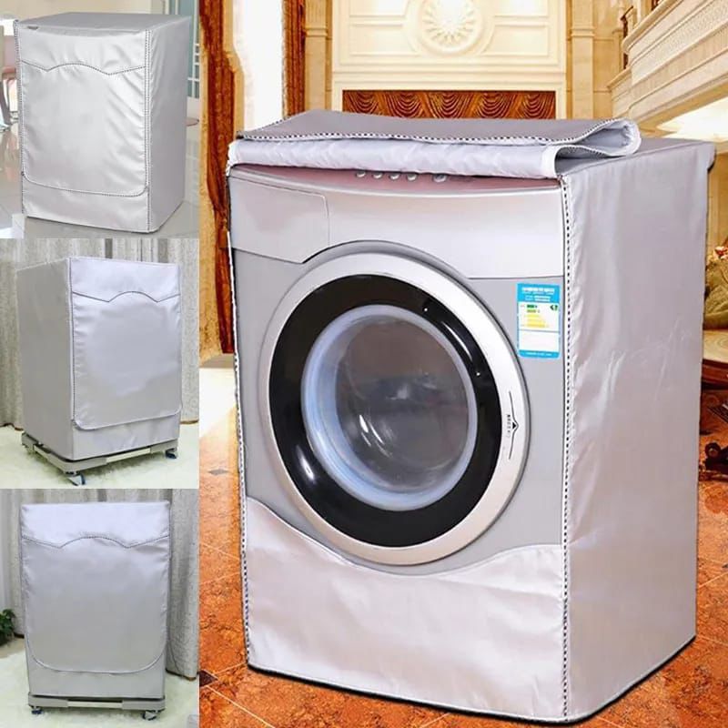 Front Load Washing Machine Cover 60×65×85cm – Grey/Silver with Zipper