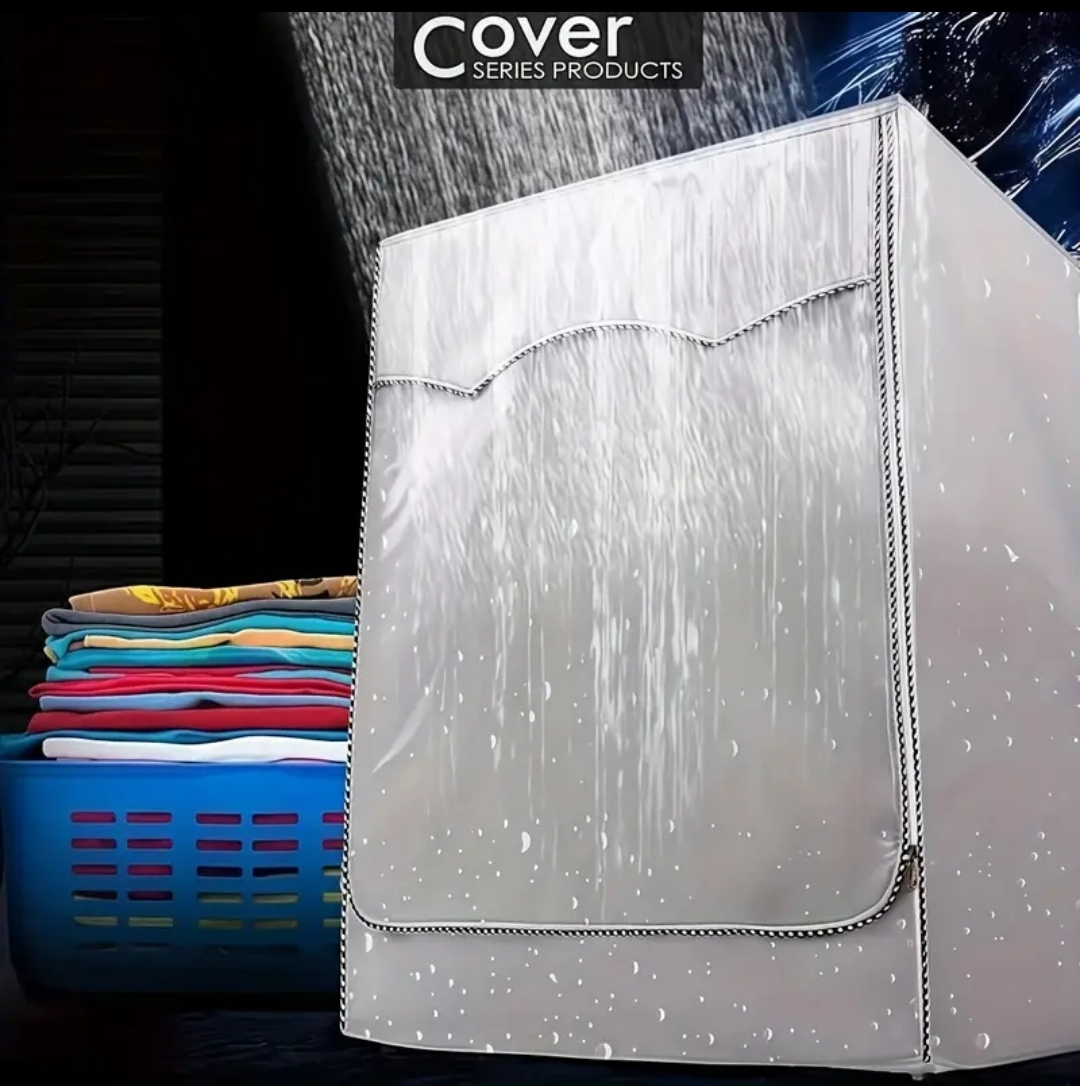 Front Load Washing Machine Cover 60×65×85cm – Grey/Silver with Zipper