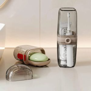 2in1 Portable Travel Soap Dish & Toothbrush Holder Set – Travel Hygiene Organizer