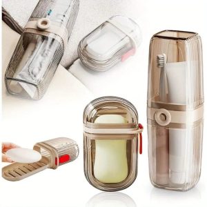 2in1 Portable Travel Soap Dish & Toothbrush Holder Set – Travel Hygiene Organizer
