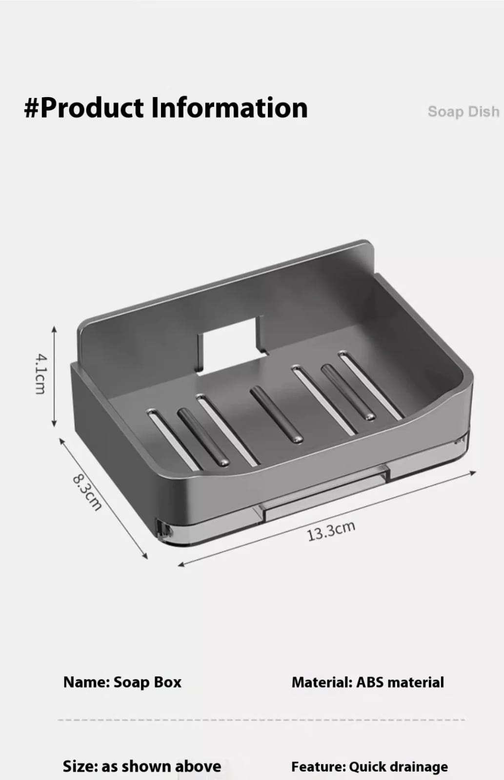 Soap Dish with Drain Tray and 2 Hooks – Bathroom Soap Holder