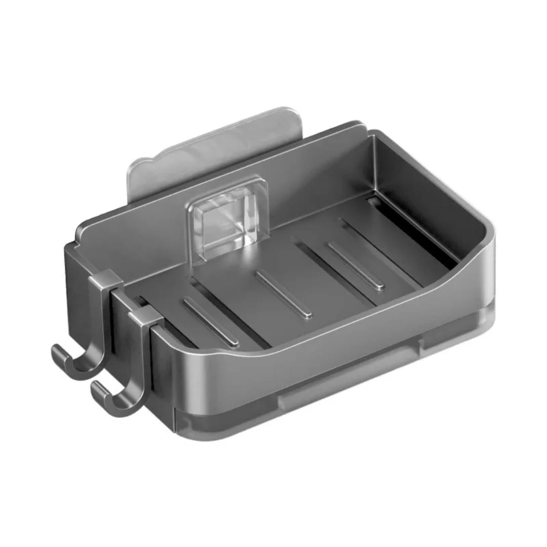 Soap Dish with Drain Tray and 2 Hooks – Bathroom Soap Holder