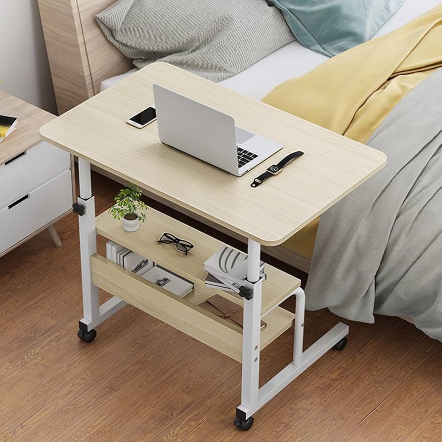 Adjustable and Movable Laptop Table with Wheels – 50KG Heavy Duty Mobile Desk